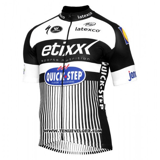 2016 Maillot Ciclismo Etixx Quick Step Blanc et Noir Manches Courtes et Cuissard